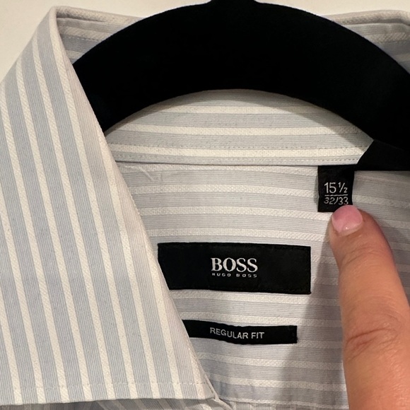 Boss Light Blue Striped Dress Shirt - Picture 2 of 4